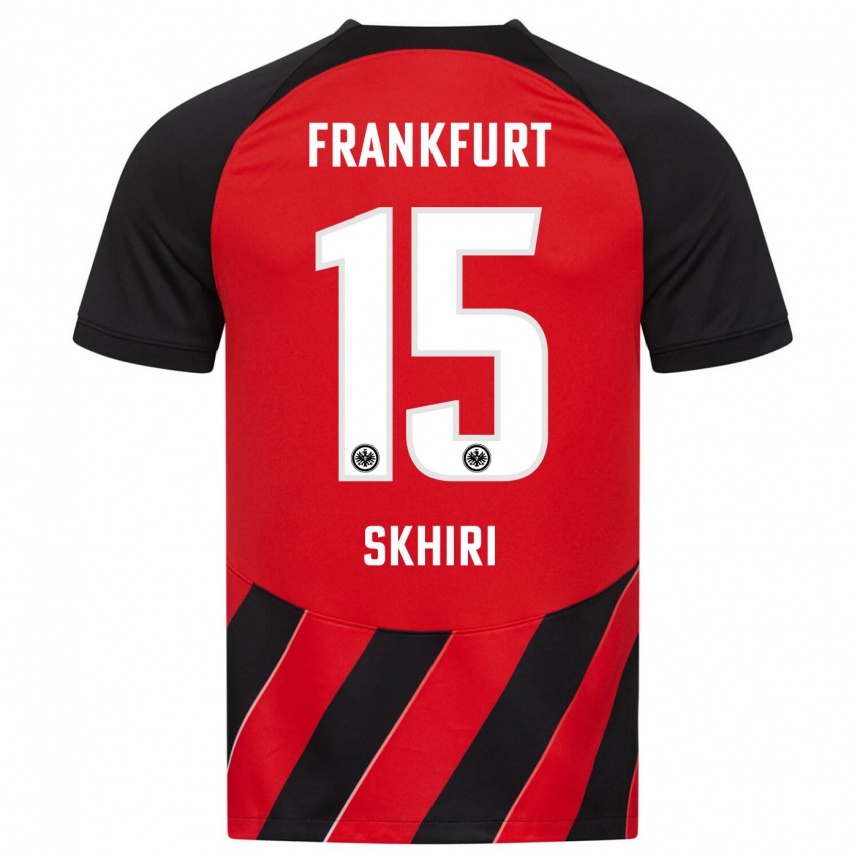 Men Football Ellyes Skhiri #15 Red Black Home Jersey 2023/24 T-Shirt