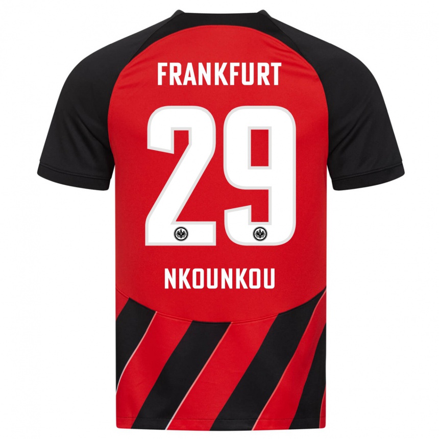 Men Football Niels Nkounkou #29 Red Black Home Jersey 2023/24 T-Shirt