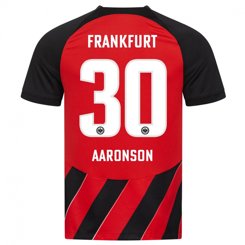 Men Football Paxten Aaronson #30 Red Black Home Jersey 2023/24 T-Shirt