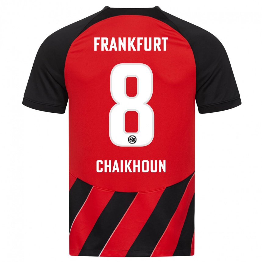 Men Football Ayoub Chaikhoun #8 Red Black Home Jersey 2023/24 T-Shirt