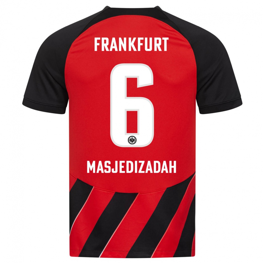 Men Football Abolfazl Masjedizadah #6 Red Black Home Jersey 2023/24 T-Shirt