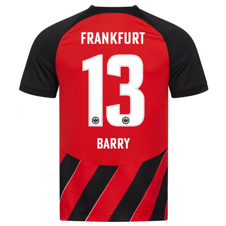 Men Football Jasha Barry #13 Red Black Home Jersey 2023/24 T-Shirt