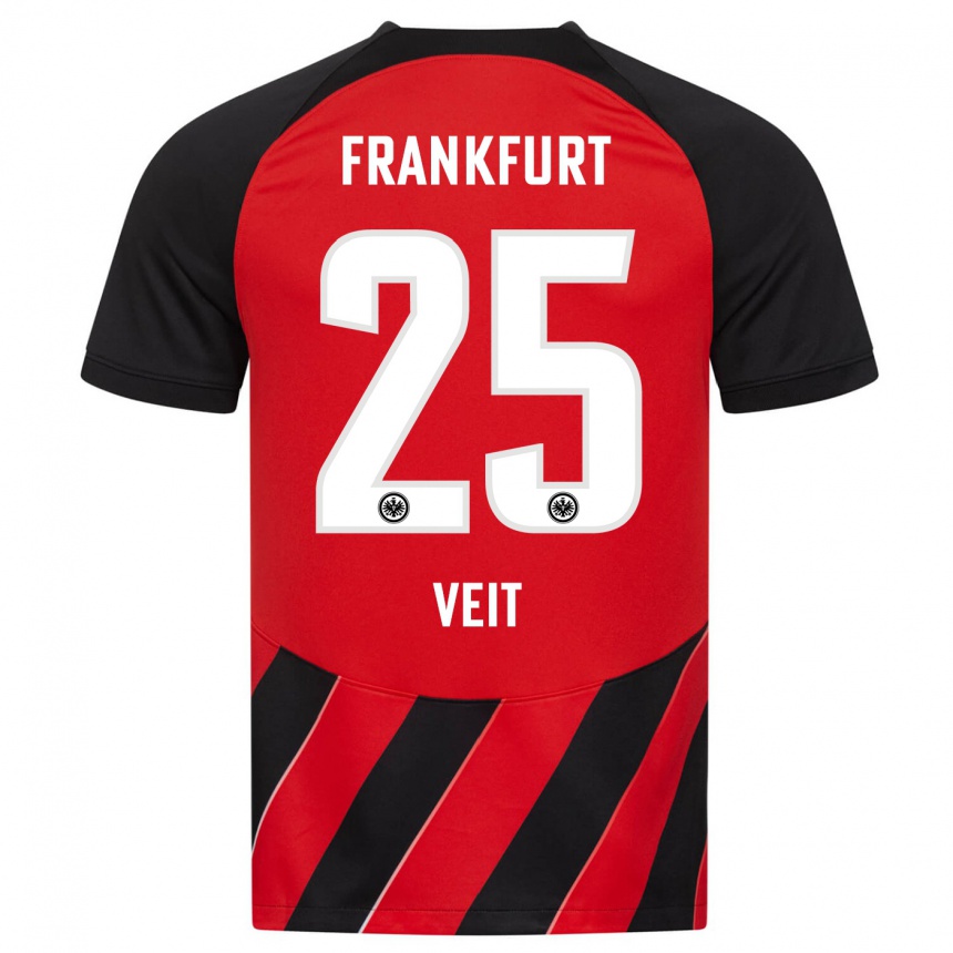 Men Football Jella Veit #25 Red Black Home Jersey 2023/24 T-Shirt