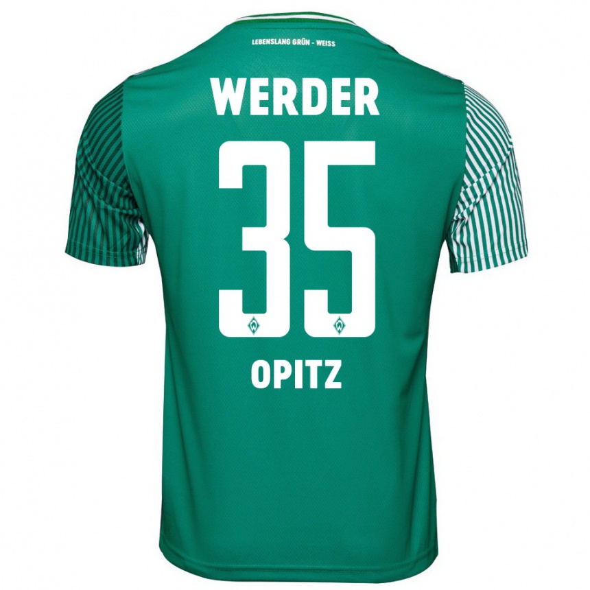 Men Football Leon Opitz #35 Green Home Jersey 2023/24 T-Shirt