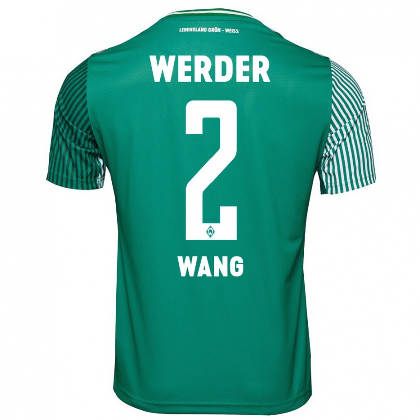 Men Football Bowen Wang #2 Green Home Jersey 2023/24 T-Shirt