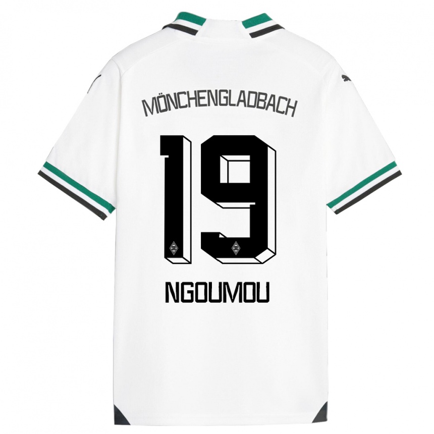 Men Football Nathan Ngoumou #19 White Green Home Jersey 2023/24 T-Shirt