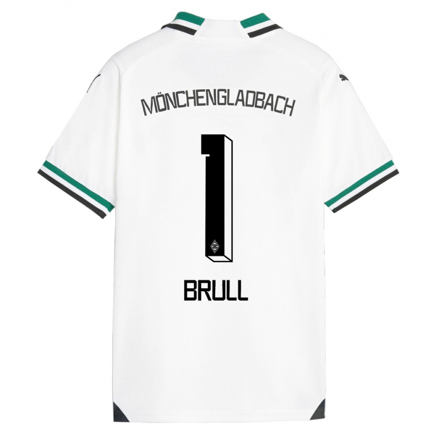 Men Football Maximilian Brüll #1 White Green Home Jersey 2023/24 T-Shirt