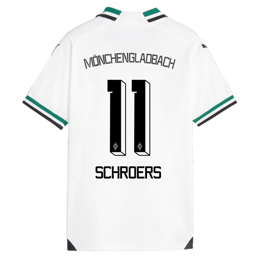 Men Football Mika Schroers #11 White Green Home Jersey 2023/24 T-Shirt