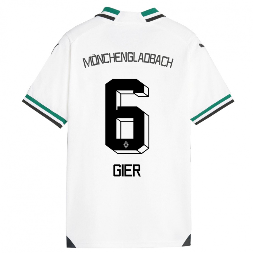 Men Football Madeline Gier #6 White Green Home Jersey 2023/24 T-Shirt