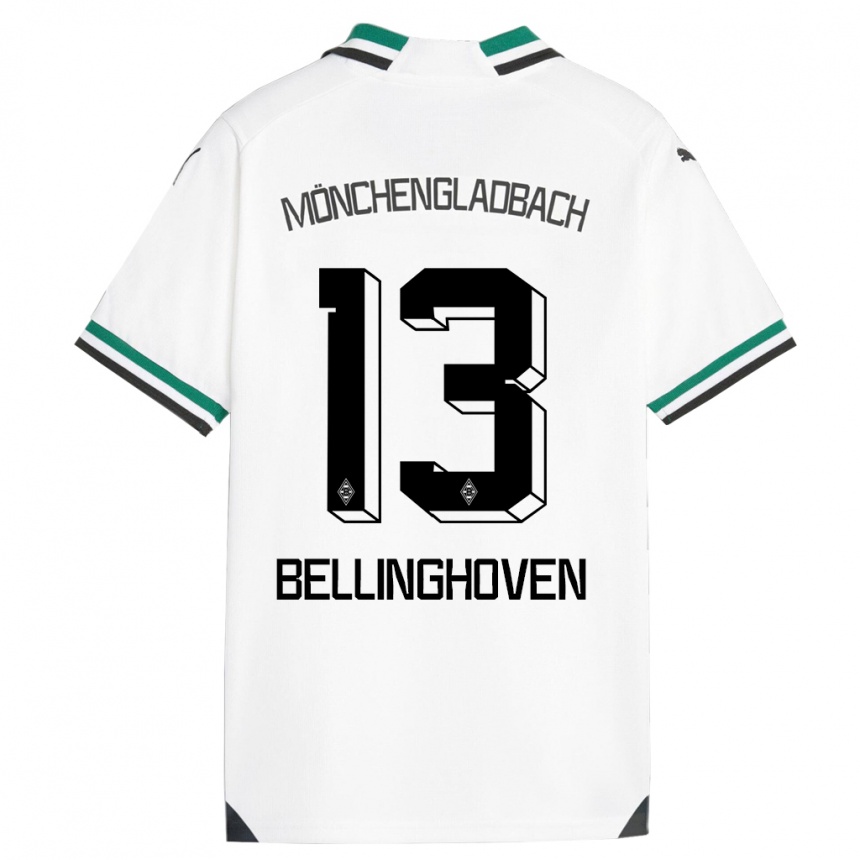 Men Football Christina Bellinghoven #13 White Green Home Jersey 2023/24 T-Shirt