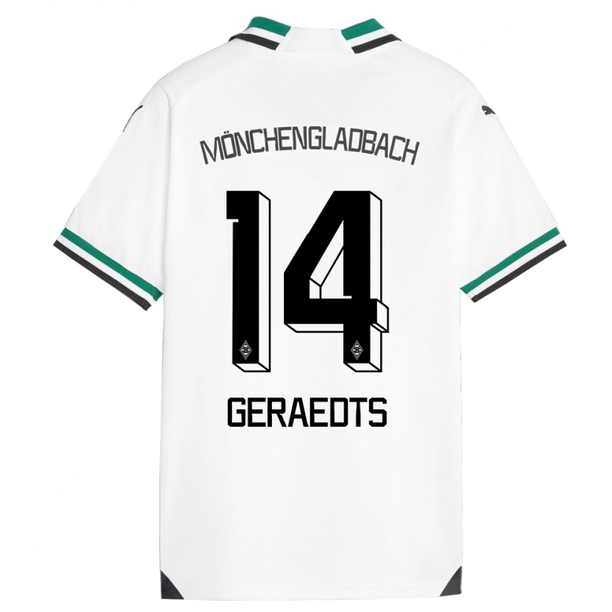 Men Football Kelsey Geraedts #14 White Green Home Jersey 2023/24 T-Shirt