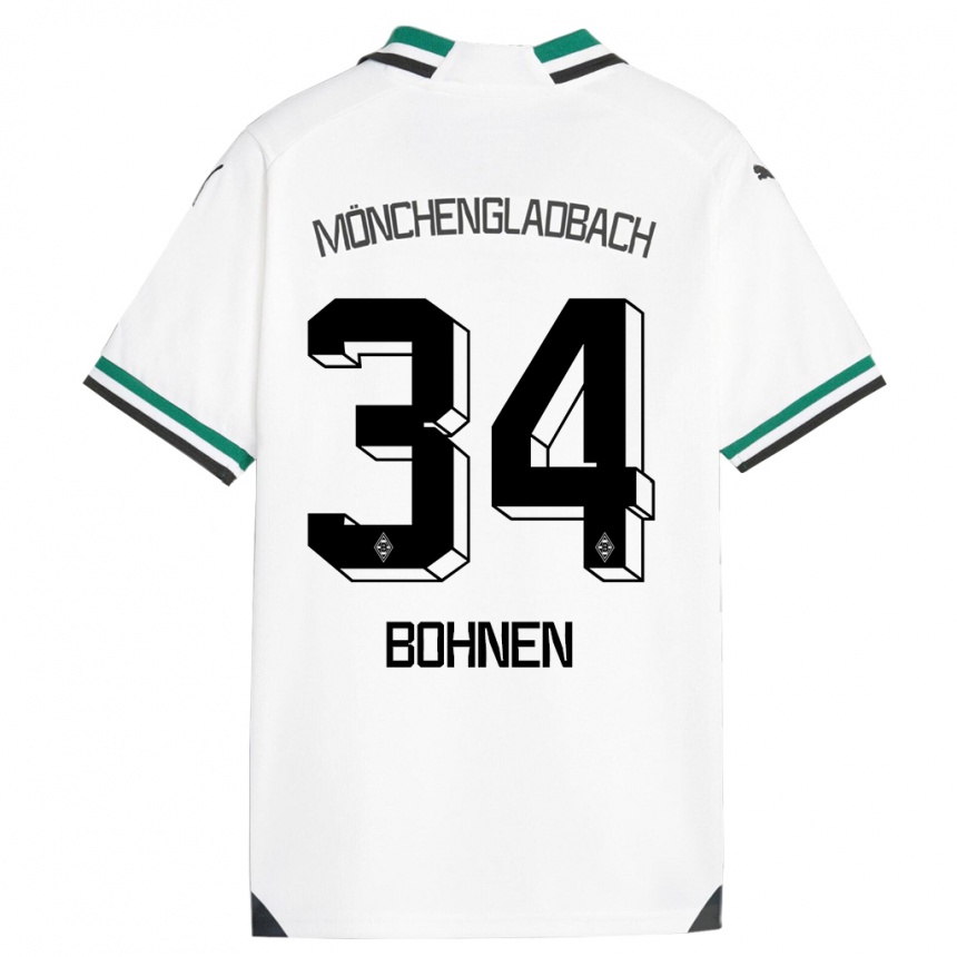 Men Football Bohnen #34 White Green Home Jersey 2023/24 T-Shirt