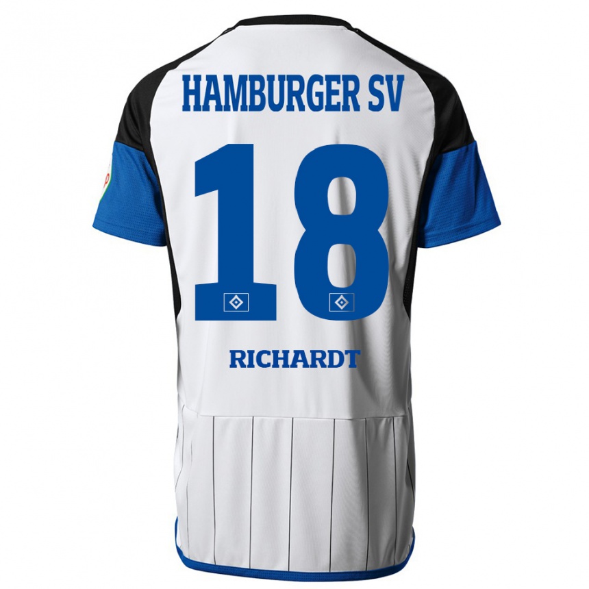 Men Football Dayo Richardt #18 White Home Jersey 2023/24 T-Shirt