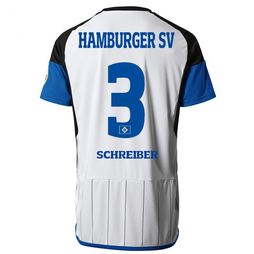 Men Football David Schreiber #3 White Home Jersey 2023/24 T-Shirt