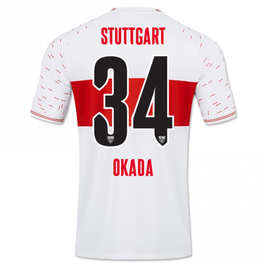 Men Football Rei Okada #34 White Home Jersey 2023/24 T-Shirt