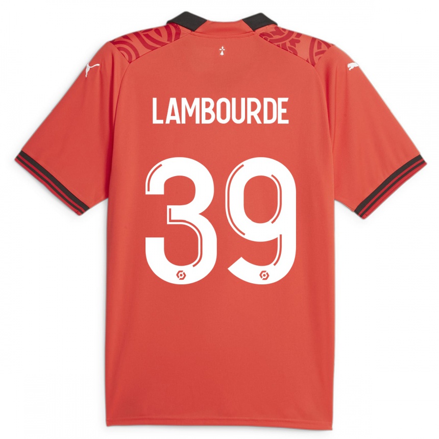 Men Football Mathis Lambourde #39 Red Home Jersey 2023/24 T-Shirt