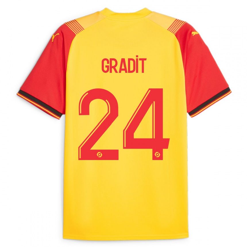 Men Football Jonathan Gradit #24 Yellow Home Jersey 2023/24 T-Shirt