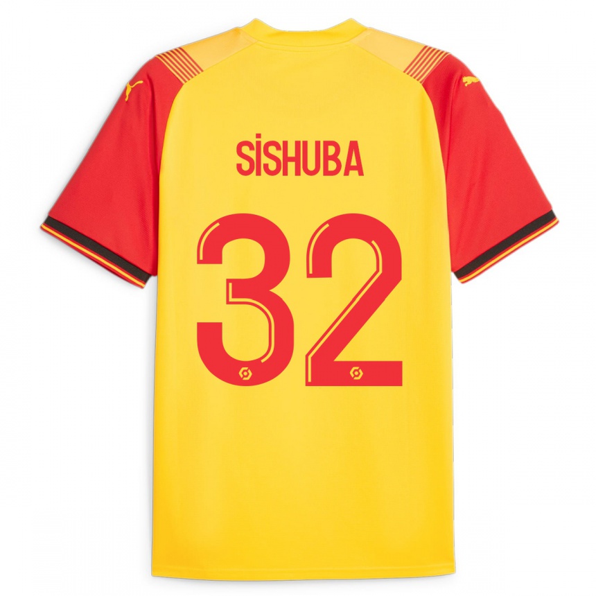 Men Football Ayanda Sishuba #32 Yellow Home Jersey 2023/24 T-Shirt