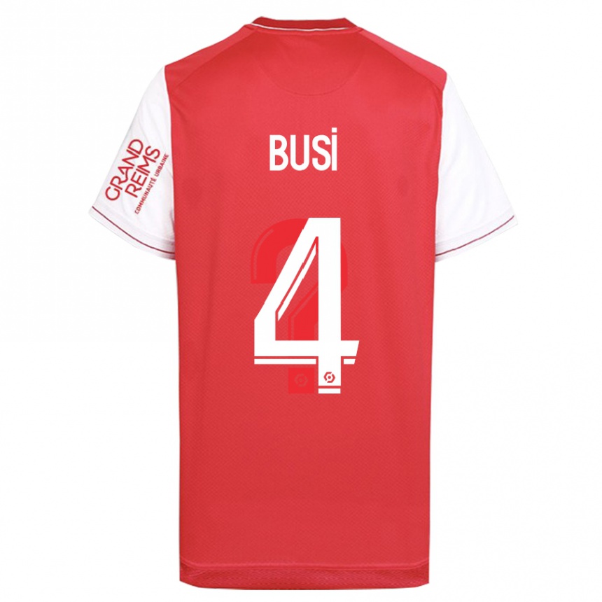 Men Football Maxime Busi #4 Red Home Jersey 2023/24 T-Shirt