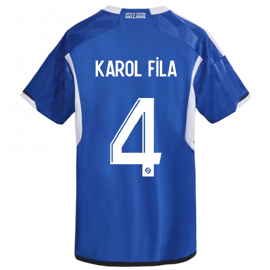 Men Football Karol Fila #4 Blue Home Jersey 2023/24 T-Shirt