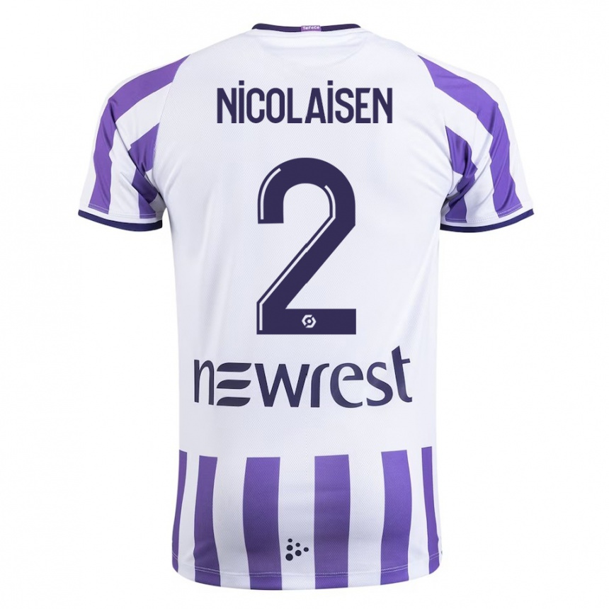 Men Football Rasmus Nicolaisen #2 White Home Jersey 2023/24 T-Shirt