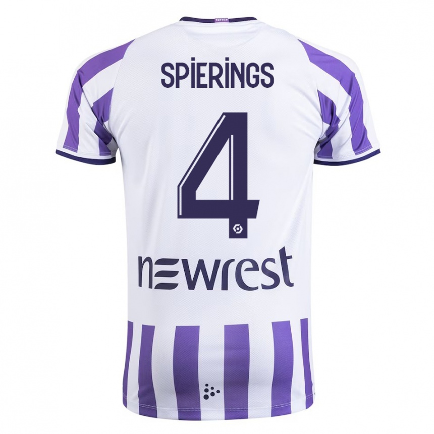 Men Football Stijn Spierings #4 White Home Jersey 2023/24 T-Shirt