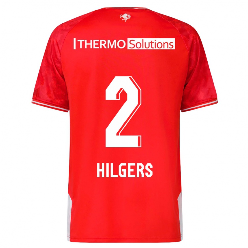 Men Football Mees Hilgers #2 Red Home Jersey 2023/24 T-Shirt