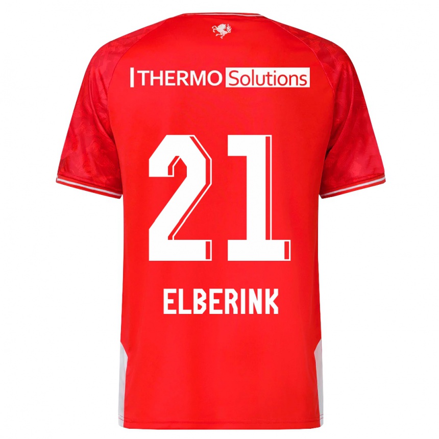 Men Football Eva Oude Elberink #21 Red Home Jersey 2023/24 T-Shirt
