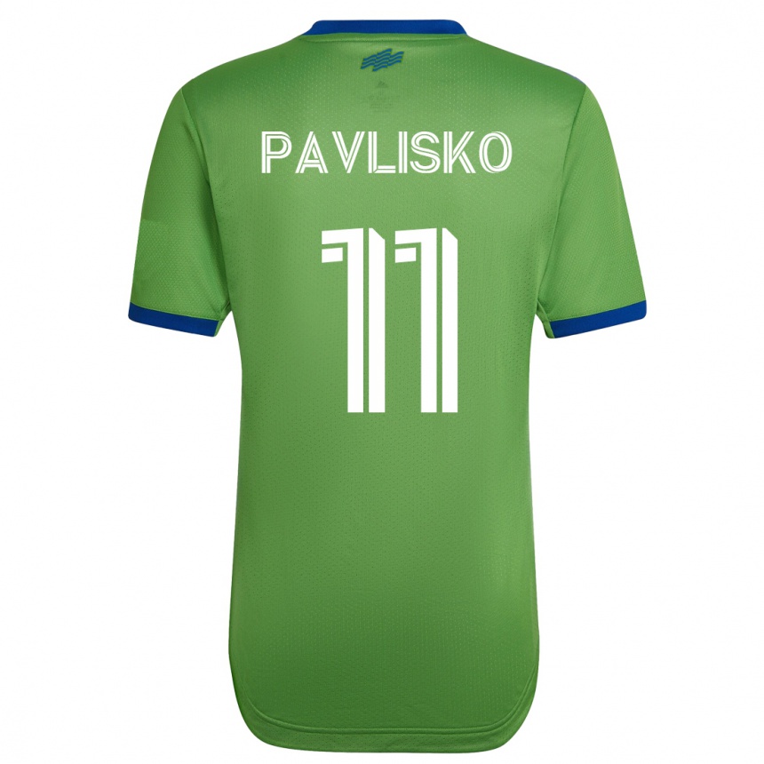 Men Football Kirsten Pavlisko #11 Green Home Jersey 2023/24 T-Shirt