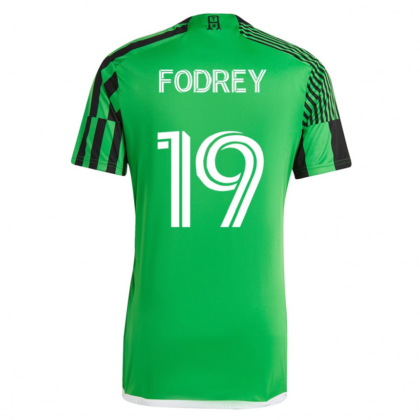 Men Football Cj Fodrey #19 Green Black Home Jersey 2023/24 T-Shirt