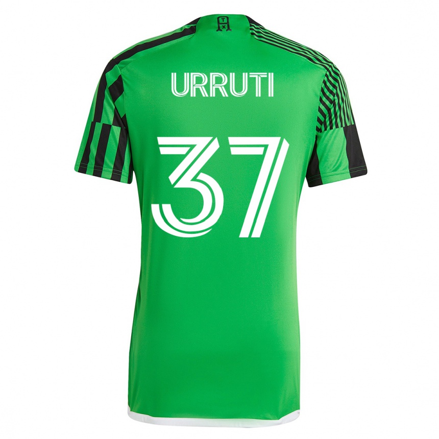 Men Football Maximiliano Urruti #37 Green Black Home Jersey 2023/24 T-Shirt