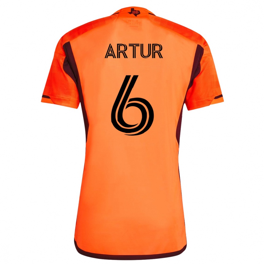 Men Football Artur #6 Orange Home Jersey 2023/24 T-Shirt