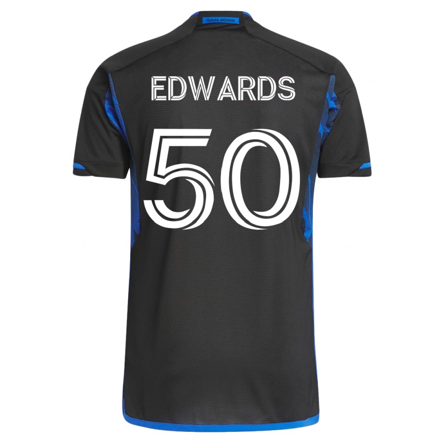 Men Football Aaron Edwards #50 Blue Black Home Jersey 2023/24 T-Shirt