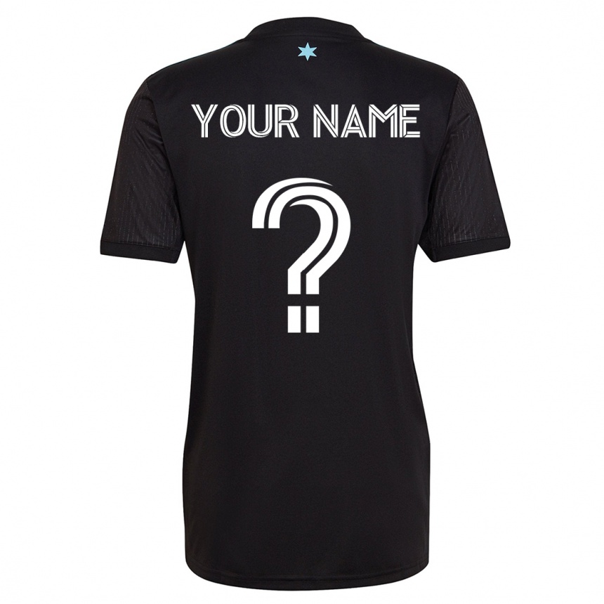 Men Football Your Name #0 Black Home Jersey 2023/24 T-Shirt
