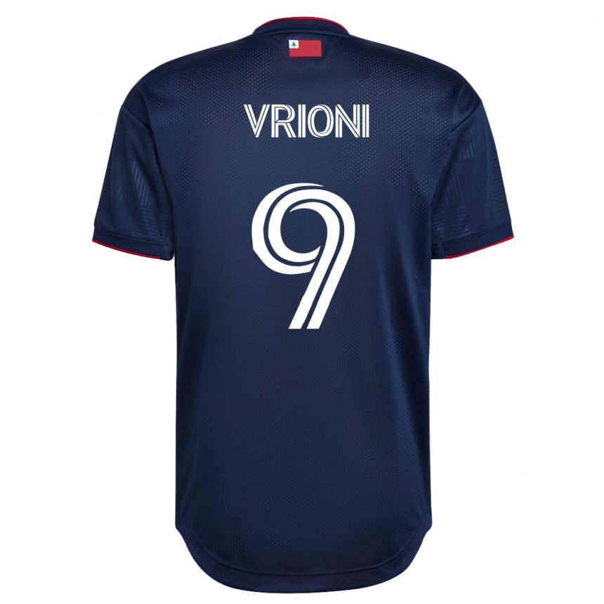 Men Football Giacomo Vrioni #9 Navy Home Jersey 2023/24 T-Shirt