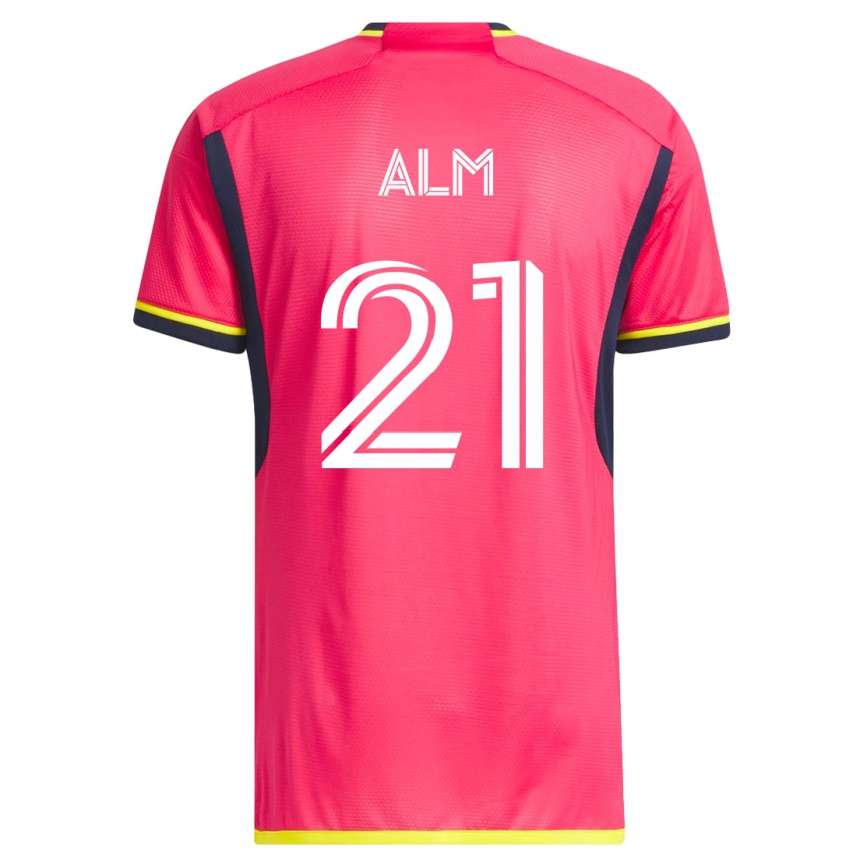 Men Football Rasmus Alm #21 Pink Home Jersey 2023/24 T-Shirt