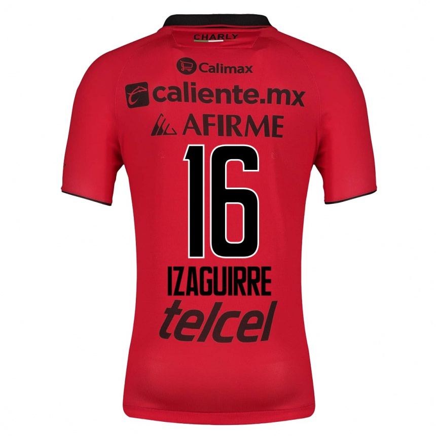 Men Football Estefanía Izaguirre #16 Red Home Jersey 2023/24 T-Shirt