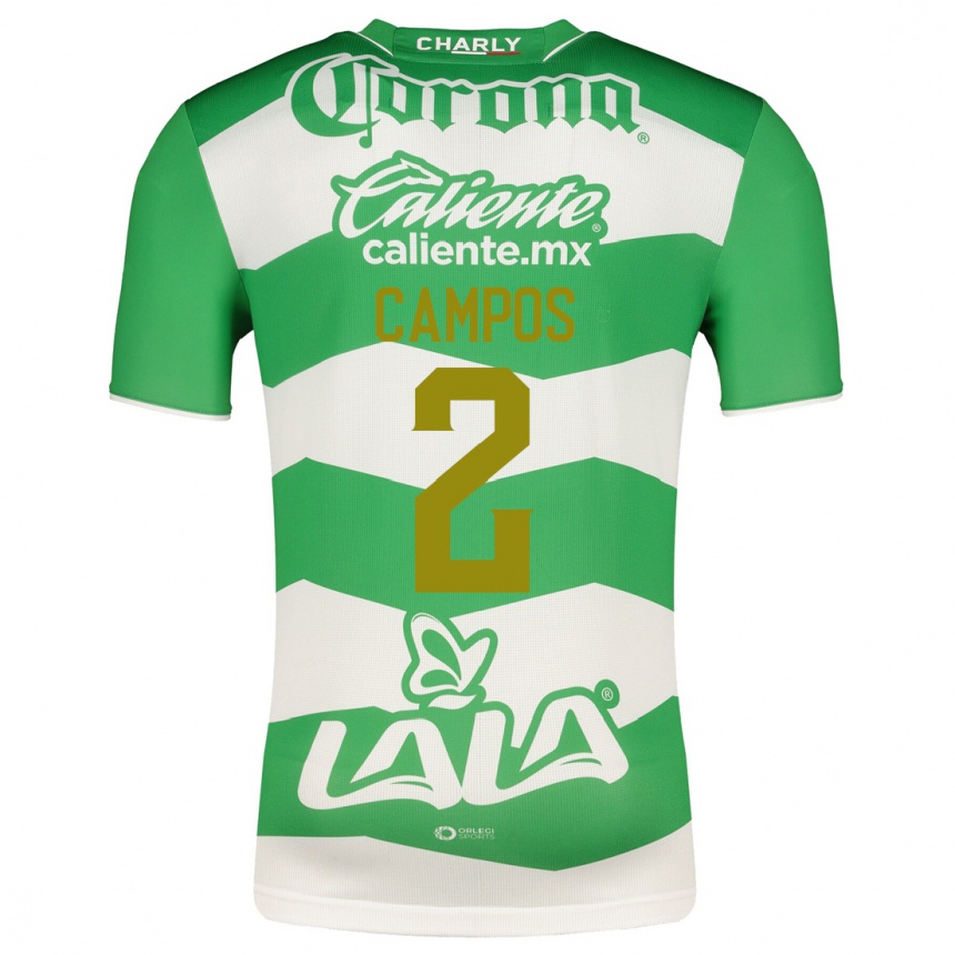 Men Football Omar Campos #2 Green Home Jersey 2023/24 T-Shirt