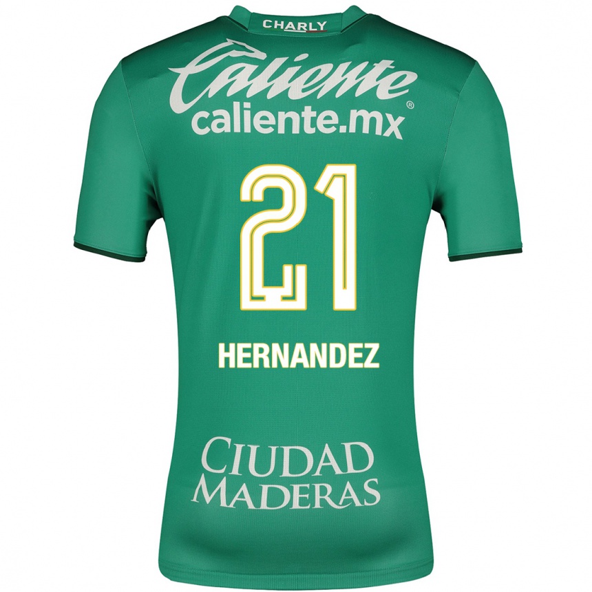 Men Football Alexa Hernández #21 Green Home Jersey 2023/24 T-Shirt