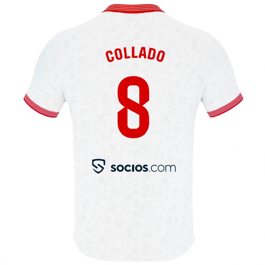 Men Football Alberto Collado #8 White Home Jersey 2023/24 T-Shirt