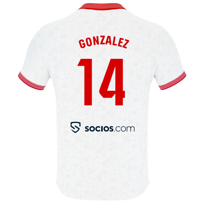 Men Football Alberto González #14 White Home Jersey 2023/24 T-Shirt