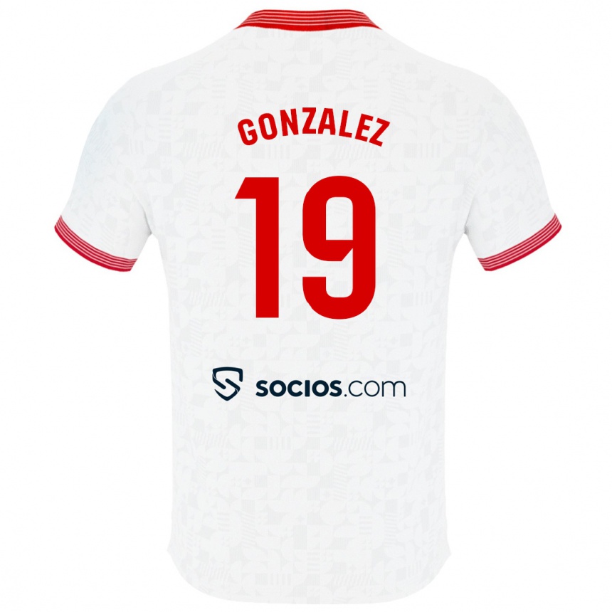 Men Football Carlos González #19 White Home Jersey 2023/24 T-Shirt