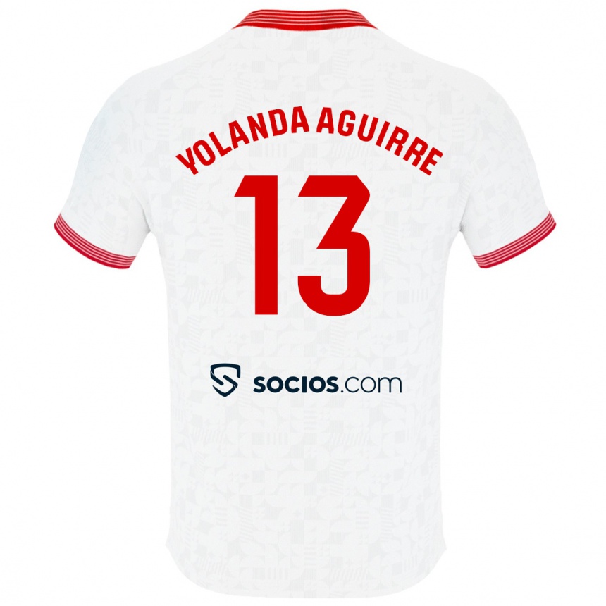 Men Football Yolanda Aguirre Gutiérrez #13 White Home Jersey 2023/24 T-Shirt