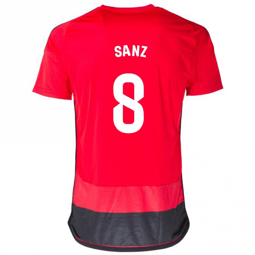 Men Football Álvaro Sanz #8 Red Black Home Jersey 2023/24 T-Shirt