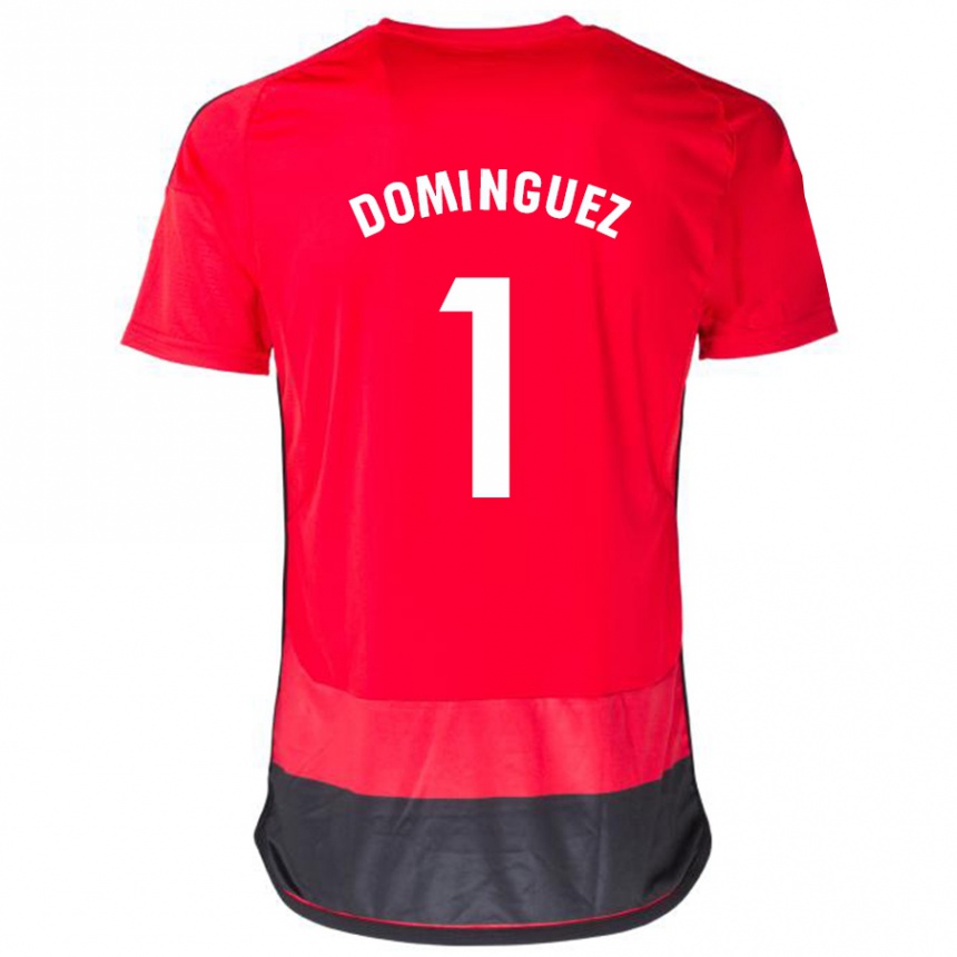 Men Football Iago Domínguez #1 Red Black Home Jersey 2023/24 T-Shirt