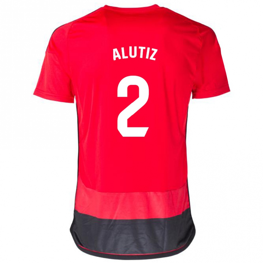 Men Football Hodei Alutiz #2 Red Black Home Jersey 2023/24 T-Shirt