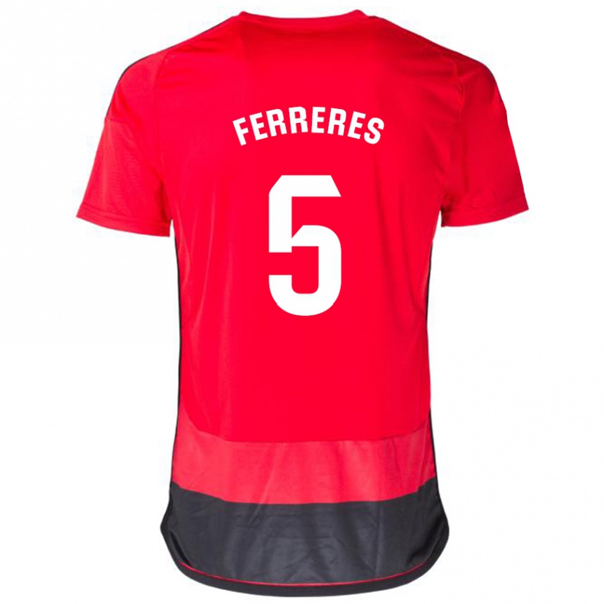 Men Football Manolo Ferreres #5 Red Black Home Jersey 2023/24 T-Shirt