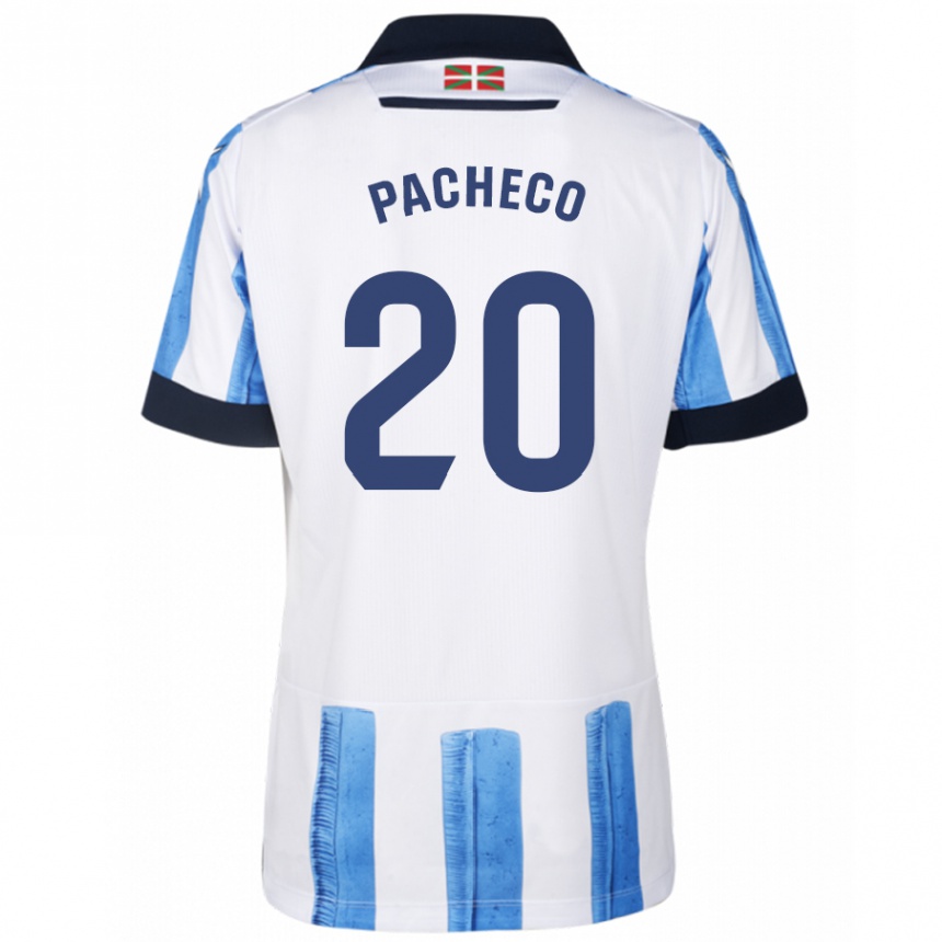 Men Football Jon Pacheco #20 Blue White Home Jersey 2023/24 T-Shirt