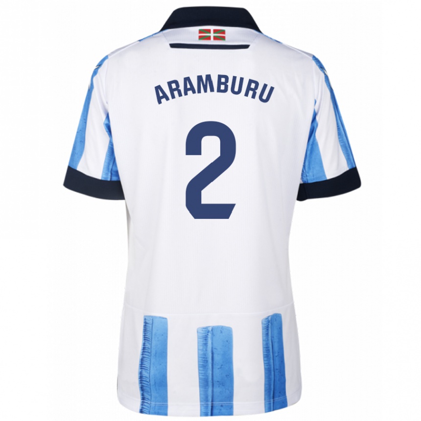 Men Football Jon Aramburu #2 Blue White Home Jersey 2023/24 T-Shirt