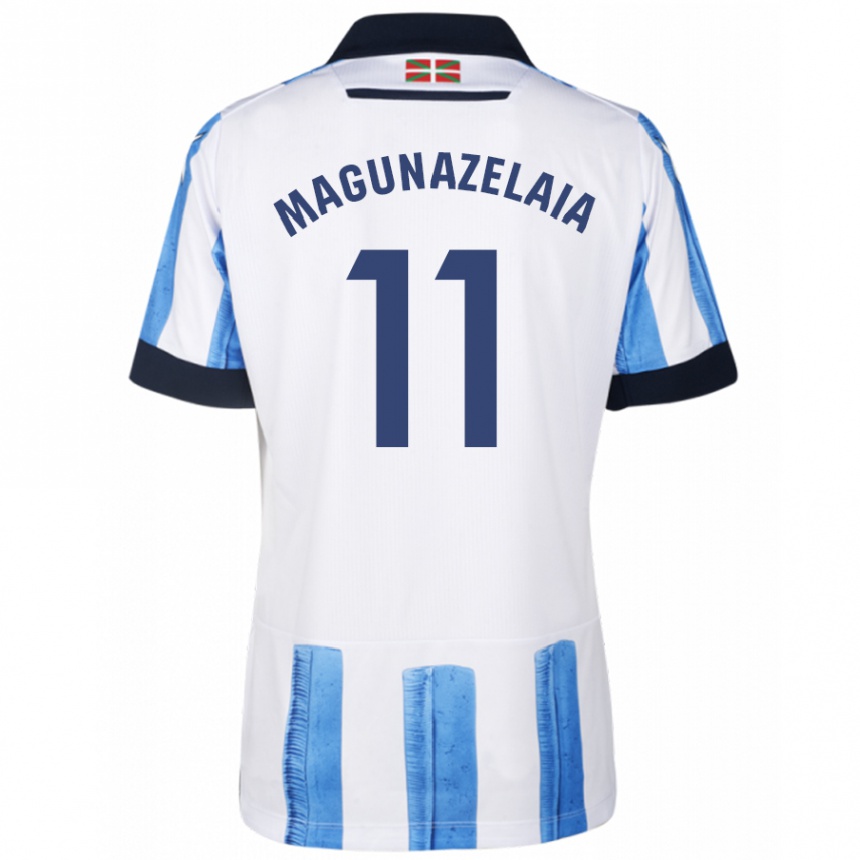 Men Football Jon Magunazelaia #11 Blue White Home Jersey 2023/24 T-Shirt